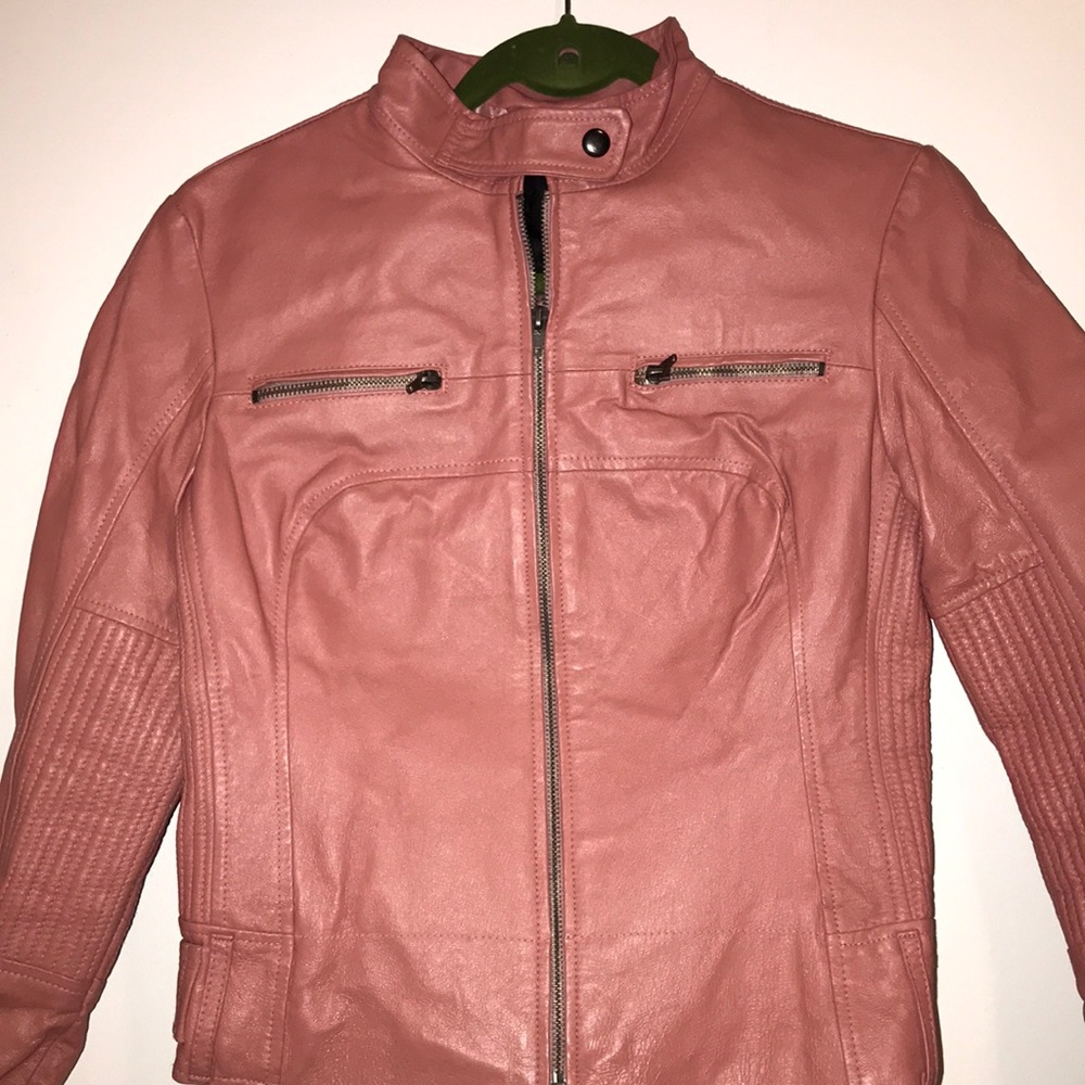 Pink leather jacket